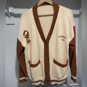 Classic Cream and Brown Cardigan Sweater